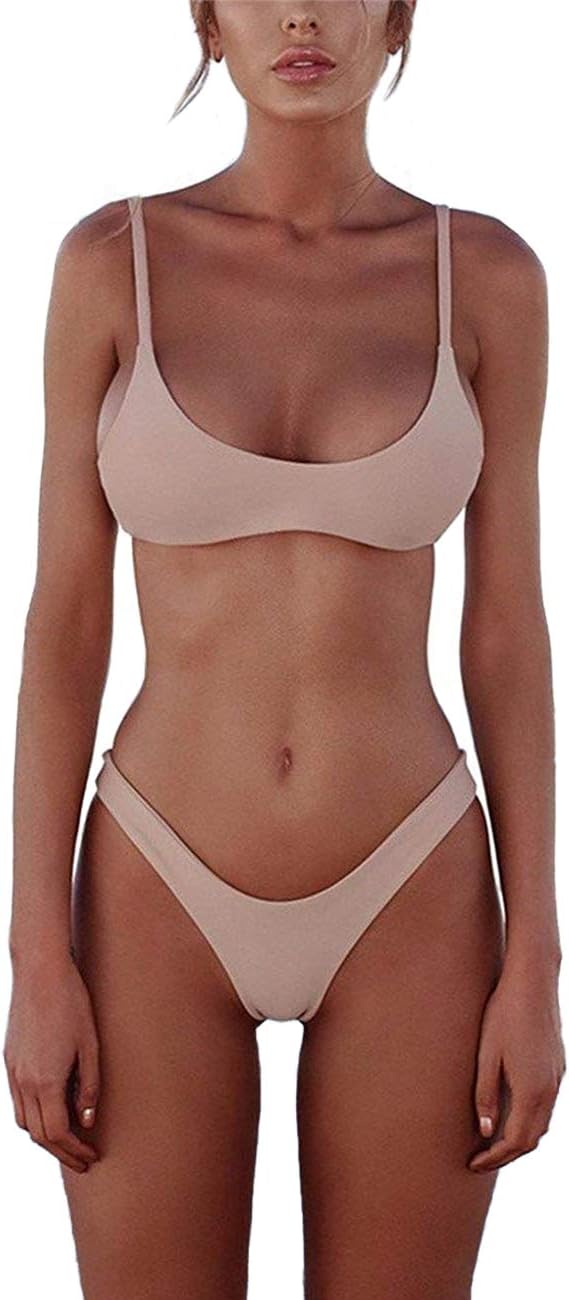 Women Bikini Sets Brazilian Padded Top Thong Cheeky Bikini Bottom Two Pieces Bathing Suits