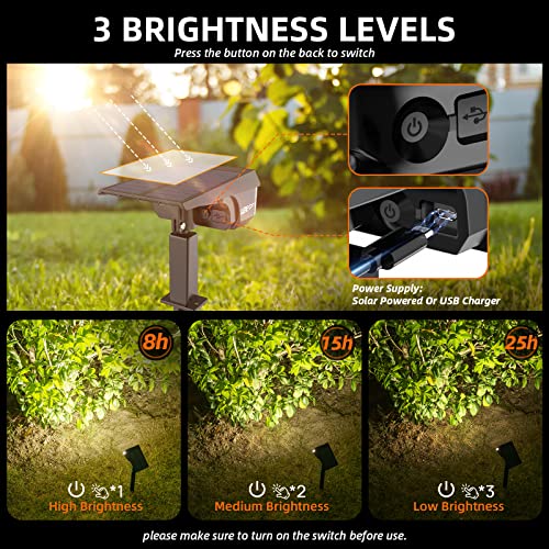 LEREKAM Solar Spot Lights Outdoor,IP65 Waterproof 40 LEDs Solar Landscape Spotlights,USB & Solar Powered Wall Lights,3 Modes Outdoor Solar Garden Lights Outdoor In-Ground Lights for Yard Porch 4 Pack by LEREKAM - Used condition - Image 4
