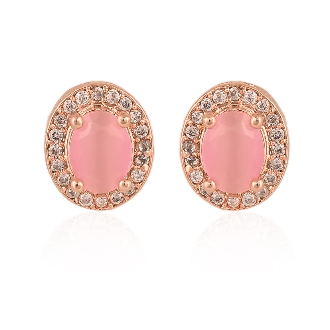 Ratnavali Jewels Earrings American Diamond Rose Gold Plated Small Round Stud Earring For Women/Girls (B09XVHS69Y) Amazon Price History, Amazon Price Tracker