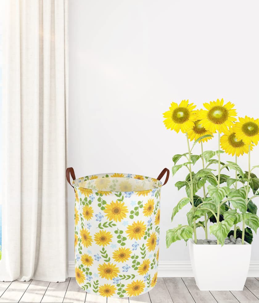 Image of Essme Baby Girls Laundry Hamper, Baby Storage Basket for Girls Sunflower Bedroom Decor, Nursery Hamper,Yellow Hamper，Gift Baskets,Home Organizer(Sunflower)
