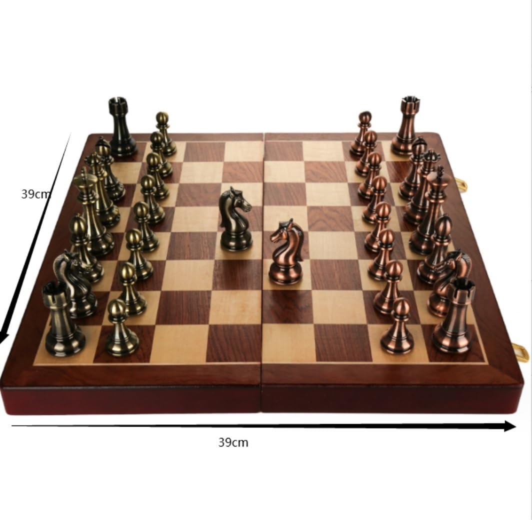 Juego Ajedrez Juego De Ajedrez Tablero Piezas Viaje con Almacenamiento Portátil Plegable para Estrategia Familia(52 * 52cm)