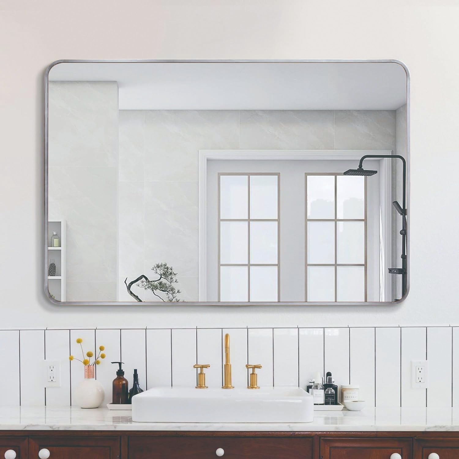 FRITHJILL Silver Aluminum Bathroom Mirror 30