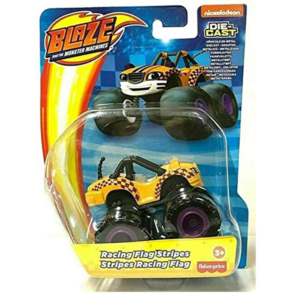 Mattel – CGF20 – Blaze and The Monster Machines – Racing Flag Stripes – Die-Cast Spielauto, 8 cm
