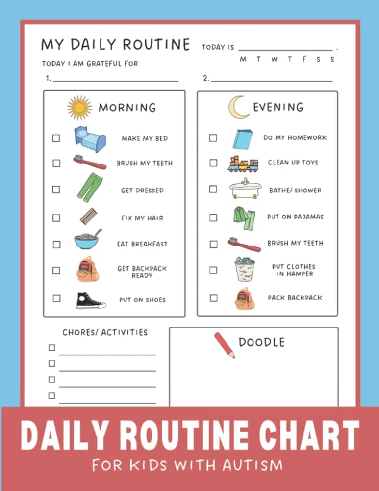 Daily Routine Chart for Kids with Autism: Journal With Pictures, Chores & Doodle Space | Schedule Checklist Notebook for Autistic Children: Peal, Piper: Amazon.com: Books daily-routine-chart-for-kids-with-autism-journal-with-pictures-chores-doodle-space-schedule-checklist-notebook-for-autistic-children-peal-piper-amazon-com-books
