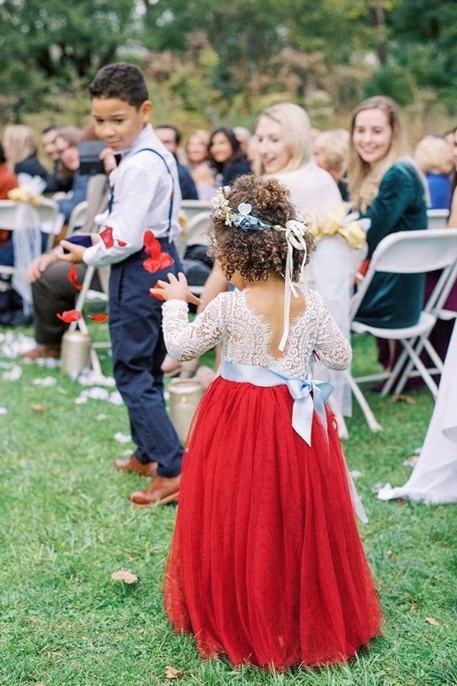 Image of Topmaker Flower Girl Dress for Toddler Baby Girls,Lace Tulle Dress for Wedding,Birthday Party,Photoshoot,Special Occasion