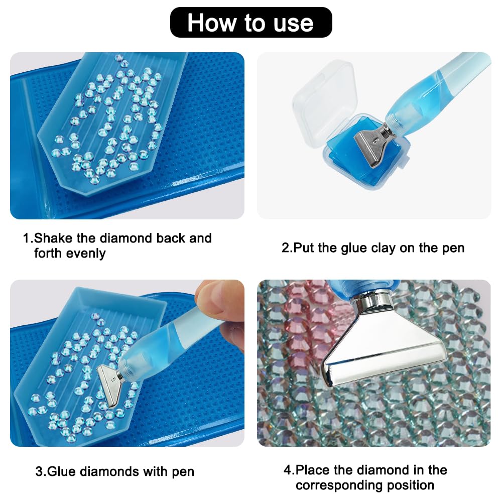 AIFUDA Lot de 16 stylos de peinture diamant avec pointes filetées 5D pour loisirs créatifs, prise en main confortable et perçage plus rapide