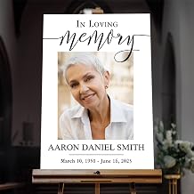 Generic Funeral Welcome Sign For Men, In Loving Memory Aaron Daniel Smith March 16, 2023, 12x18 inches, Polypropylene, Sentimental, Memorial, Decorative Signage