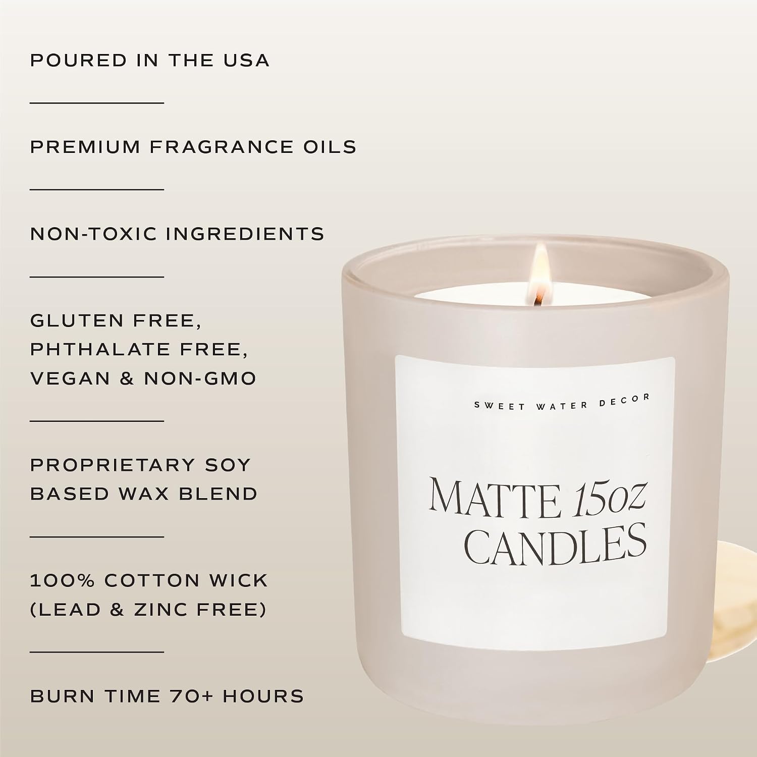 Sweet Water Decor Relax, Girl Candle - Peppermint, Clove, Cedar, Eucalyptus Scented Aromatherapy Candle - 15oz Tan Matte Jar, 70+ Hour Burn Time, Made in The USA, Non-Toxic Soy Wax Spa Gift for Spring