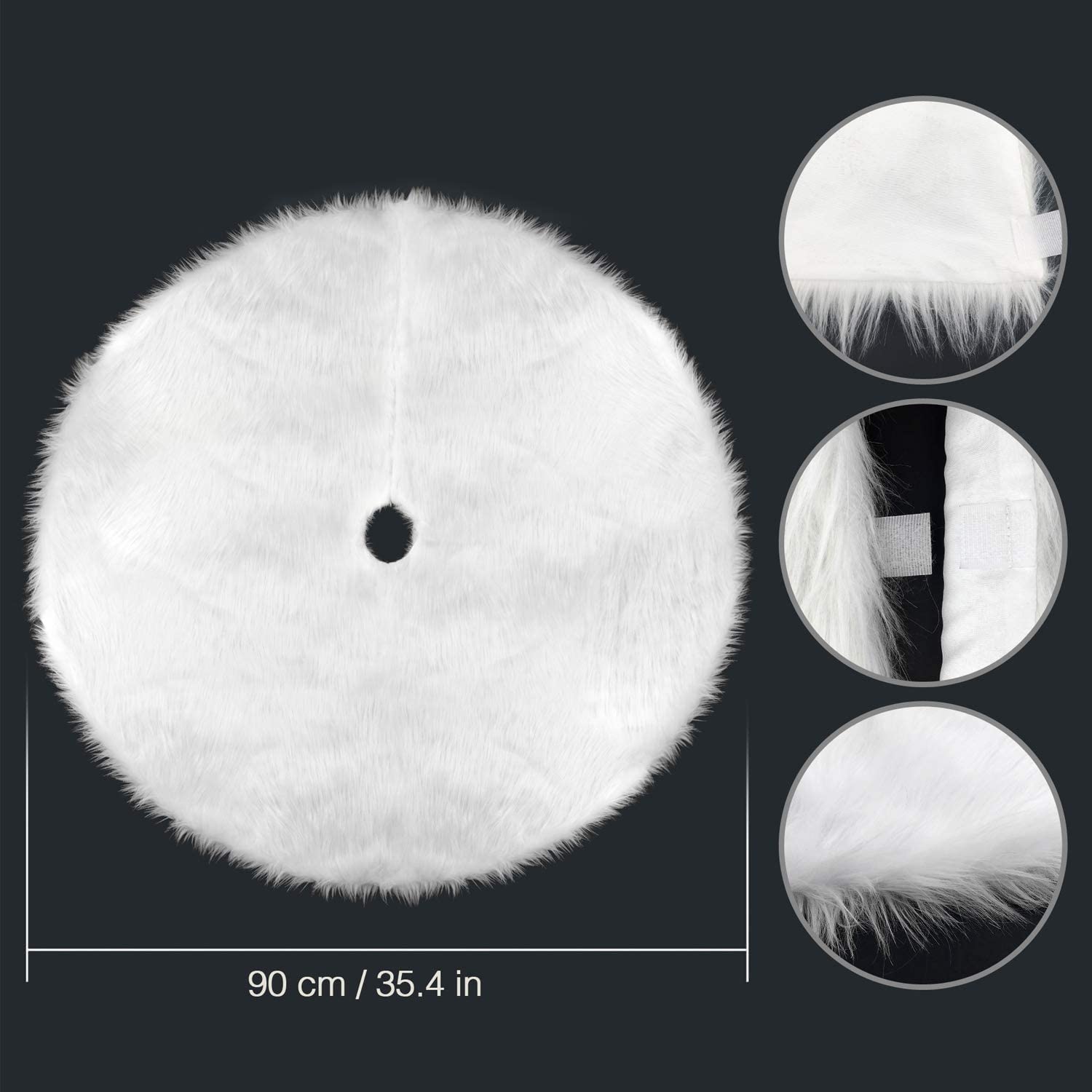 Jupe de Sapin de Noël en Peluche Blanc 90cm