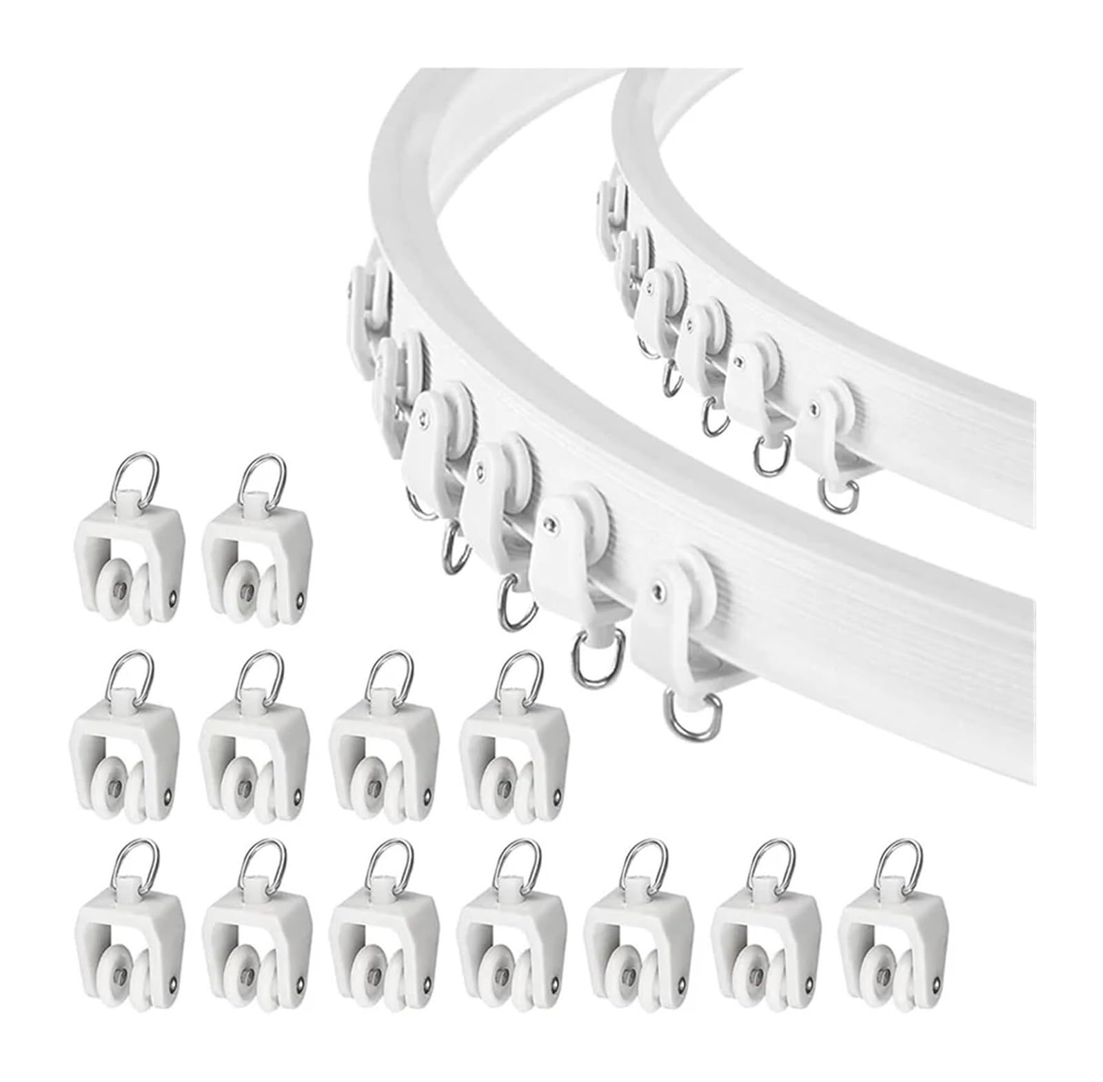 Cyjaznhh Wit Curtain Track Gliders Ceiling Rollers 11Mm Plastic Hooks(Wit)