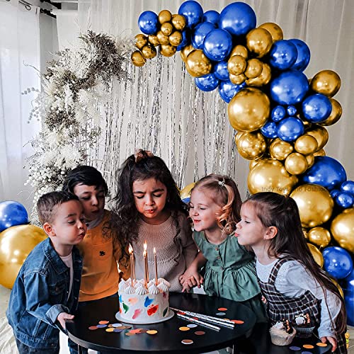 Image of Just Party 25Pcs Golden & 25Pcs Blue Metallic Chrome Balloons with Shiny Surface For Birthdays /Anniversary /Engagement /Baby Shower /bachelorette Party Decorations (Pack of 50)