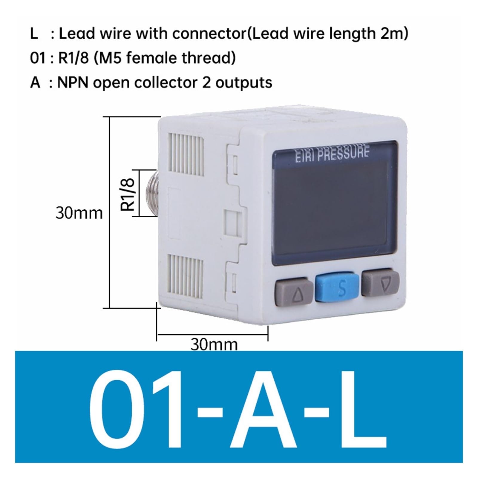 Régulateur de pression, SMC Type ZSE/ISE30A/AF pneumatique haute précision affichage numérique commutateur électronique de pression ISE30A-01-N ZSE30A-01-PL(01-A-L,ISE30A -0.1 to 1MPa)