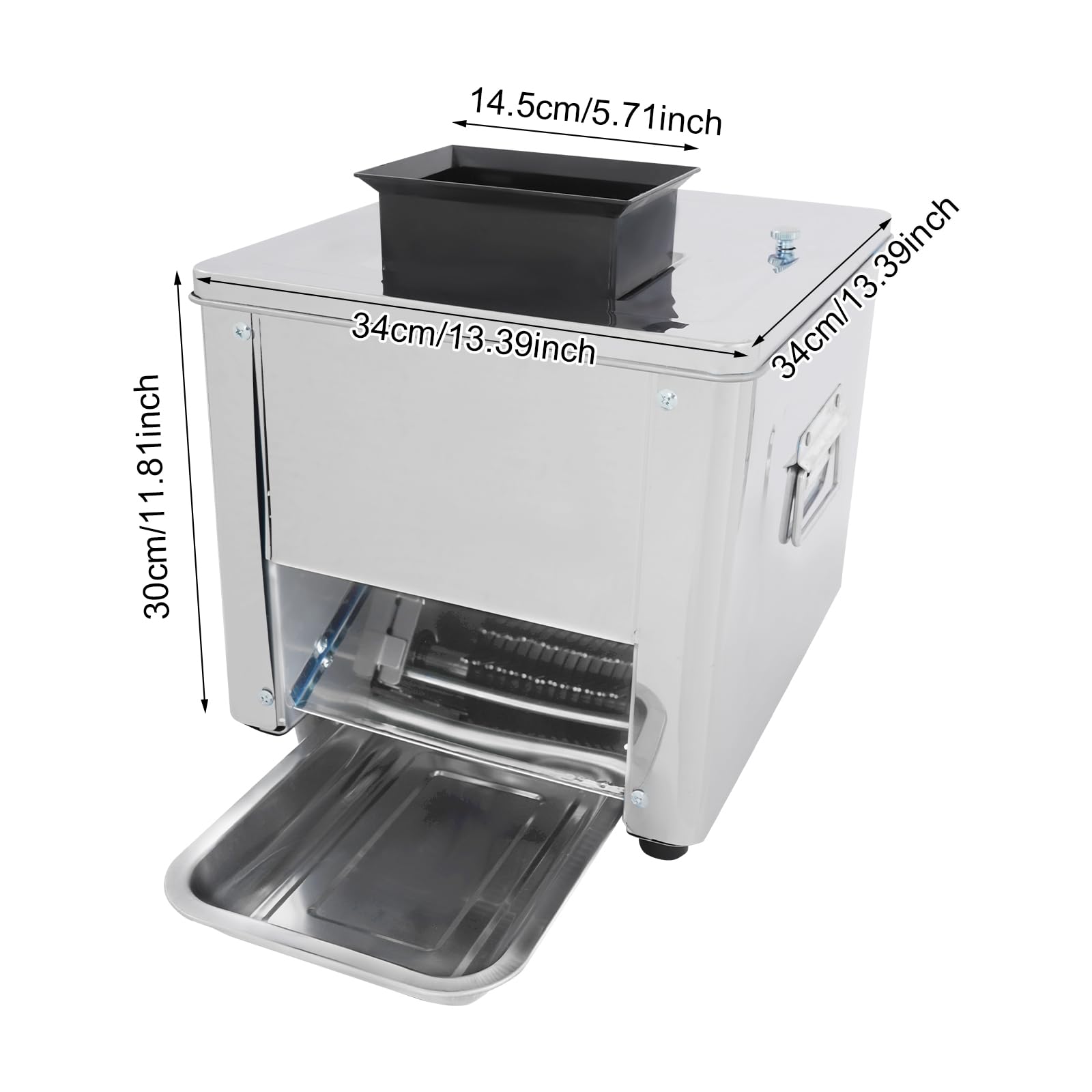 Headery Commercial Meat Cutter Machine, 850W Electric Stainless Steel Meat Slicer Shredded Cutting Machine with Stainless Steel Blade for Boneless Pork Chicken Fish, 330 lbs/h (7mm)