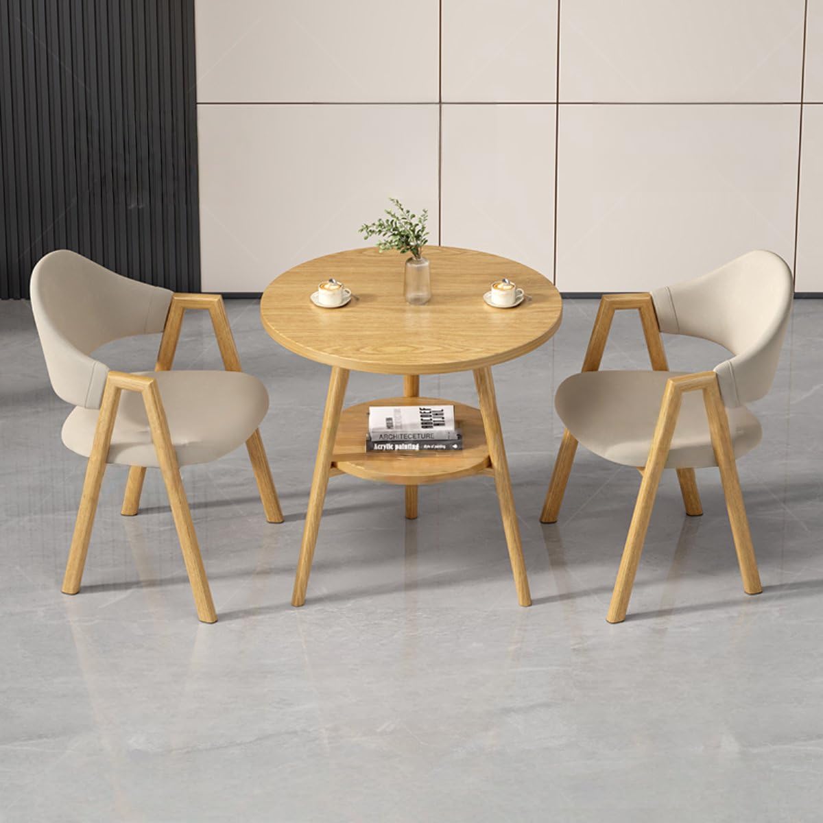 Round Reception Desk and Chair Set, Office Conference Table &amp; Chairs, Business Coffee Dining Table Set for Small Space Reception Room, Lounge, Conference Room