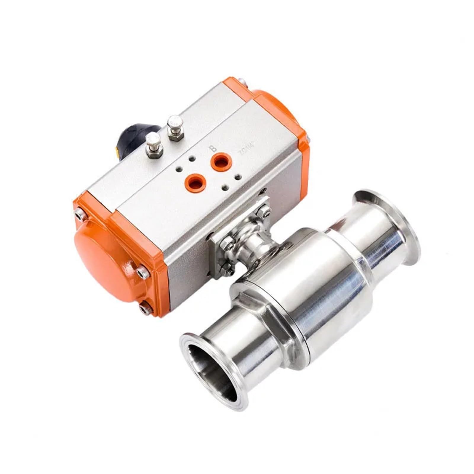 Válvula de Bola de Abrazadera neumática Sanitaria, válvulas de Bola de Montaje rápido neumáticas de Doble Efecto Q611F-16P de Acero Inoxidable | válvula solenoide(38mm)