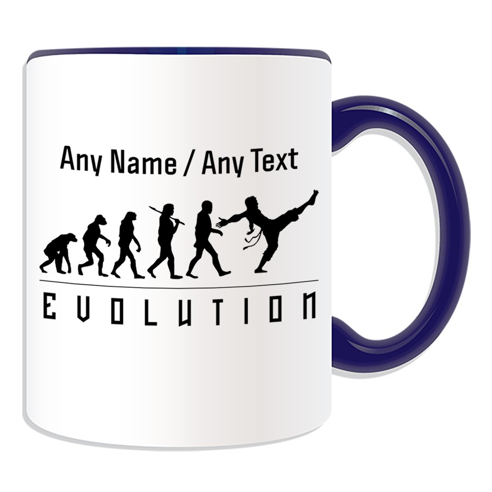Unigift Blue Personalised Gift - Capoeira Mug (Evolution Design Color) Any Name Message Unique - Player Outline Olympic Game Sport Coach Kung Fu Kungfu Kongfu Kun Fan Brazil Brazilian History