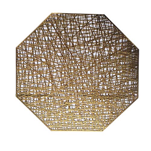 BESTLEE Place Mats for Kitchen Table Set of 4 Gold Placemats Octagonal Non Slip for Dinner Table