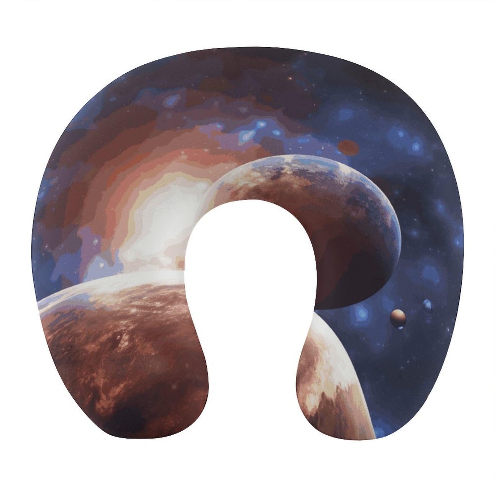 FekiLoot Planets in Space Background Travel Pillow U Shaped Neck Pillow Comfortable Memory Foam Pillow Portable Soft Headrest Lightweight Neck and Head Support for Planes Trains Self-Driving Cars