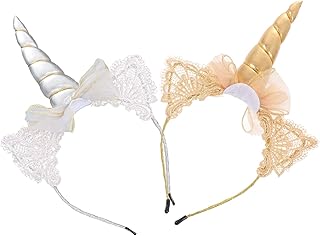 OSALADI Headband Christmas Headband Headband for Girls, 2 Pack Horn Hairband Headdress with Lace, Party Favor Supplies Cosplay Tiara Headwear for Girls Adult Hair Hoop Hair Ties