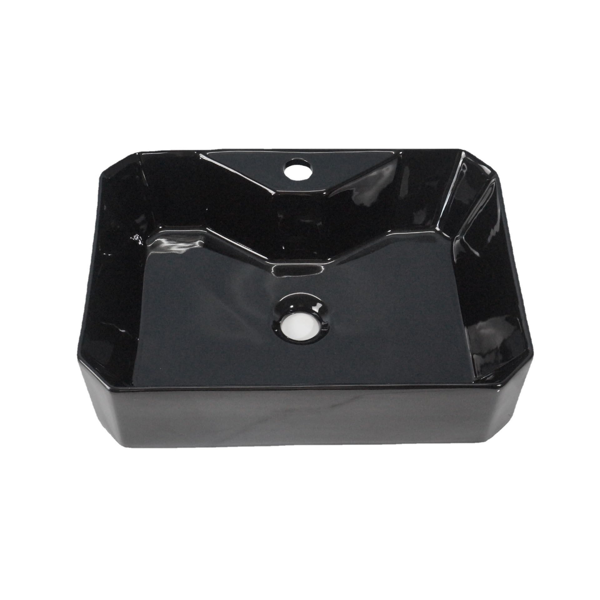 Lavabo de cerámica sobre encimera con orificio para grifo de baño