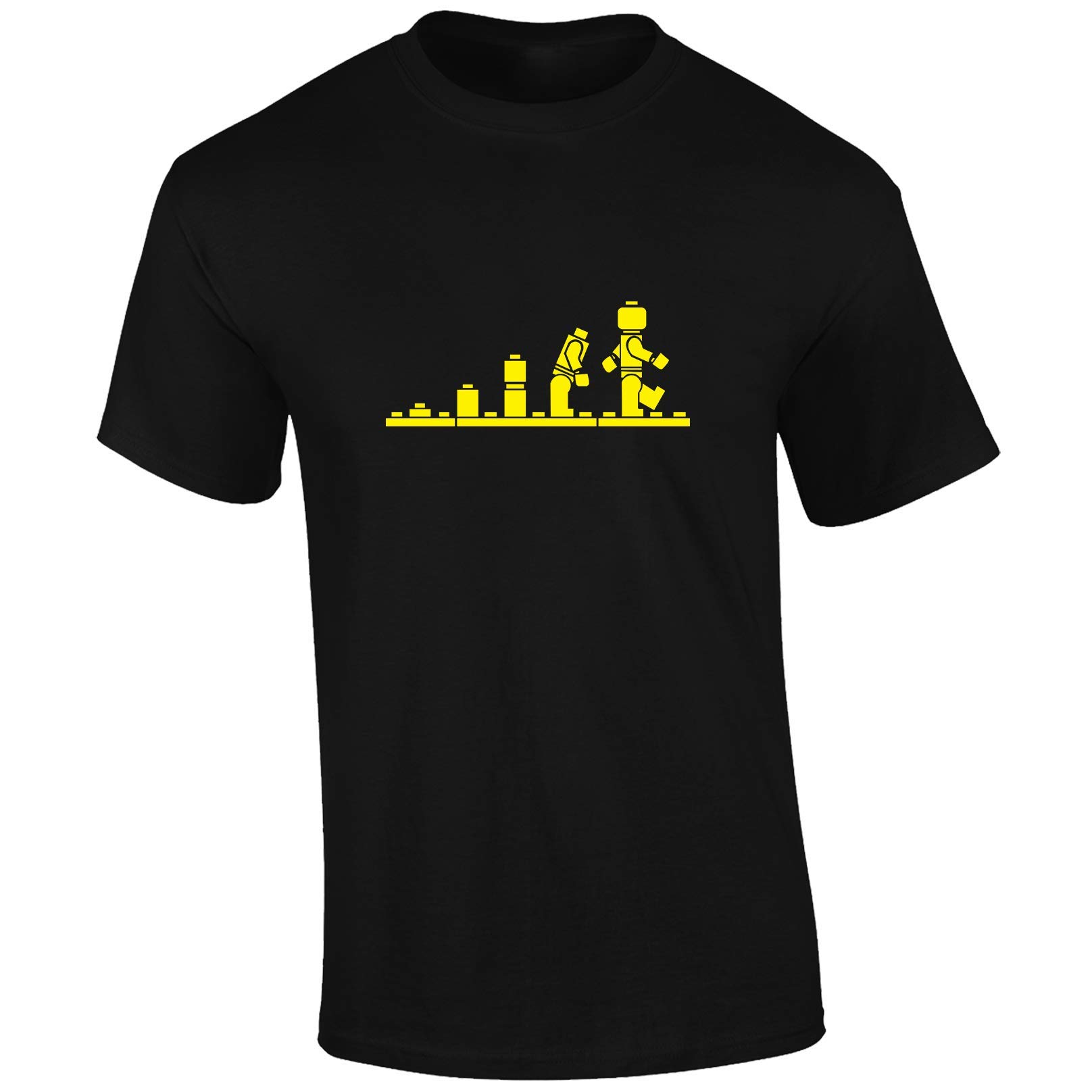 Crown Designs Evolution of Bricks Cool Funky Geek Nerd Gift for Young Children T-Shirts Tops (Black/Ages 7-8 Years)