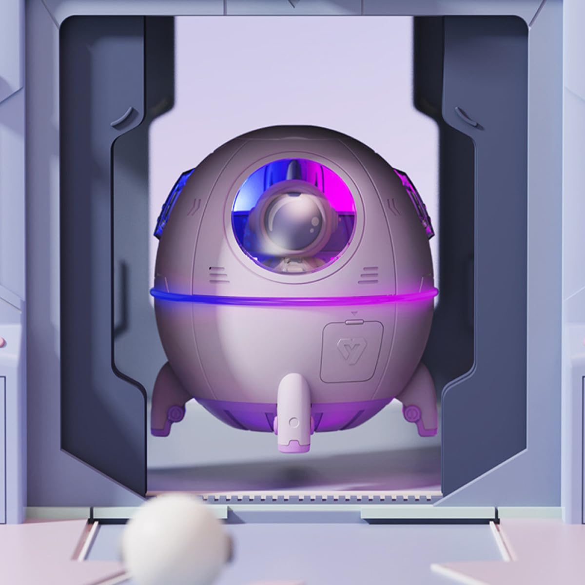 Humidificador de Aire para Bebés Luz Nocturna Colorida Diseño Nave Espacial Capacidad 220ml Silencioso para Dormitorio y Oficina