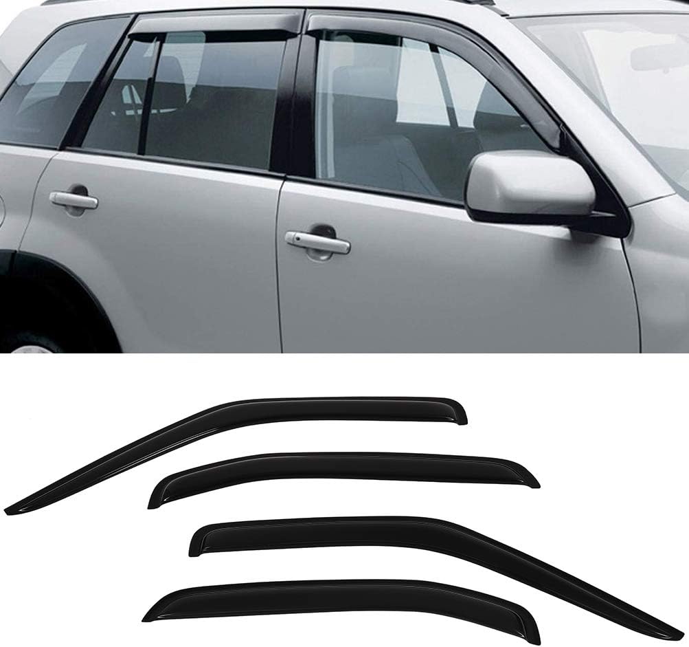 OCPTY Tape-on Rain Guards Side Window Deflectors 2pcs for Front Doors and 2pcs for Rear Doors Window Visors Fits for 2000-2004 for Nissan Xterra