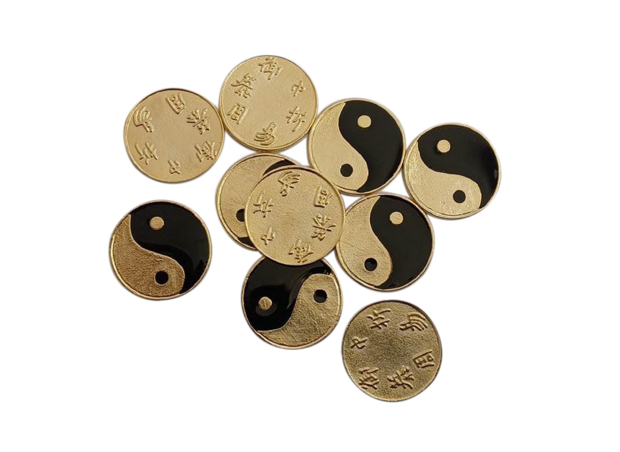 Ching Coins Tao Yin Yang Gold Plated Painted Black Yijing | Desertcart INDIA