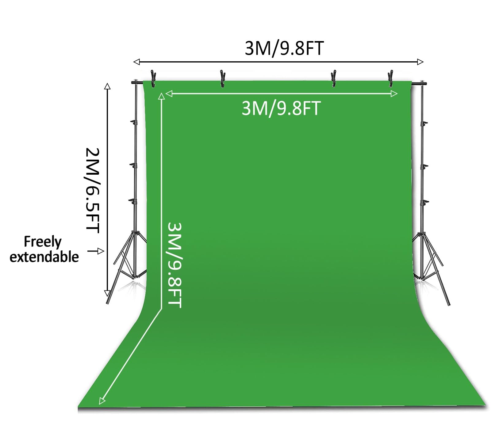 Green Screens Sfondo per Fotografia Kit di Supporto Supporto Pieghevole per Fotografia Video e Televisione Verde(6.5 * 9.8ft,Style3)