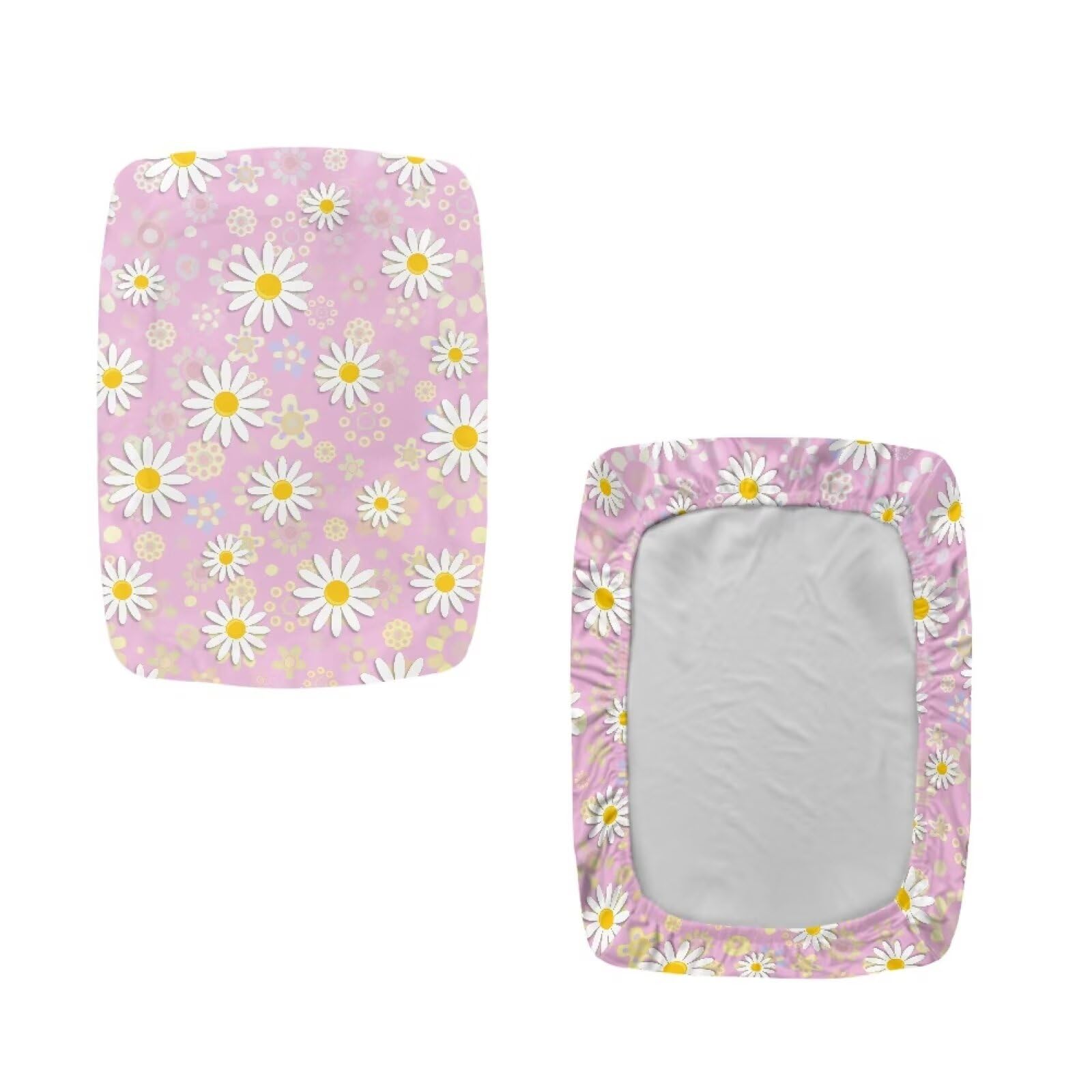 Bivxisrvo Daisy Vanity Stool Covers Bar Stool Covers Set of 2 with Elastic Bar Stool Saddle Seat Covers Rectangle Bench Seat Protector Barstool Covers with Elastic Bands for 14-20 inch Stool