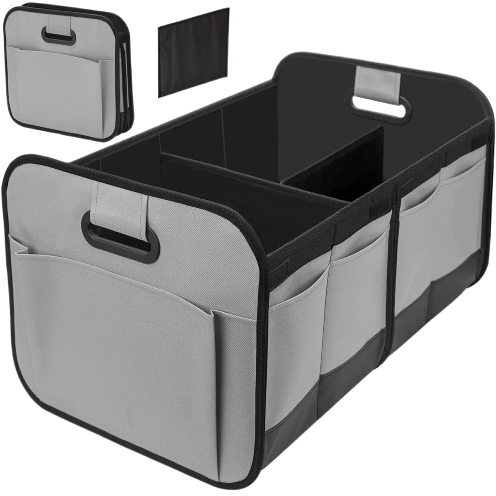 Organizer per Bagagliaio Organizer pieghevole for bagagliaio for auto, portaoggetti impermeabile multiscomparto, borsa universale for in poliestere Oxford 600D(Grey)