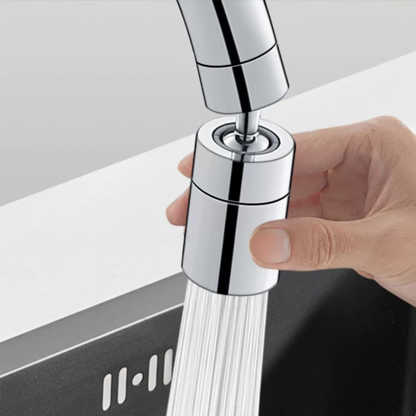 Kitchen Sink Faucet Aerator Solid Brass 80-Degree Big Angle Swivel Faucet Aerator Dual-Function 2 Sprayer Kitchen Faucet Attachment Swivel Sprayer- 360-Degree Swivel- Polished Chrome(FM22) - Image 4