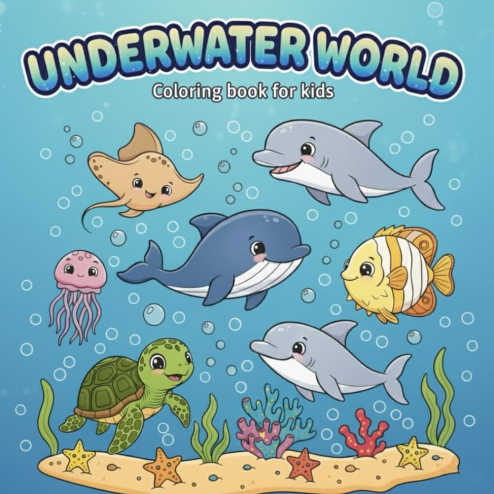 Underwater World coloring book for kids: Underwater Sea Life Coloring Book with Fish, Dolphins, and Turtles for Kids