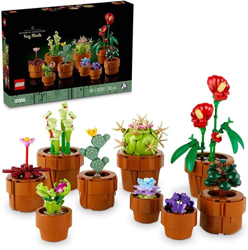 LEGO Botanicals Tiny Plants 10329 | Artificial Potted Plants, Faux Cactuses & Red Anthurium, Set for Adults, Housewarming Gift, Home Decor, 758 Pieces