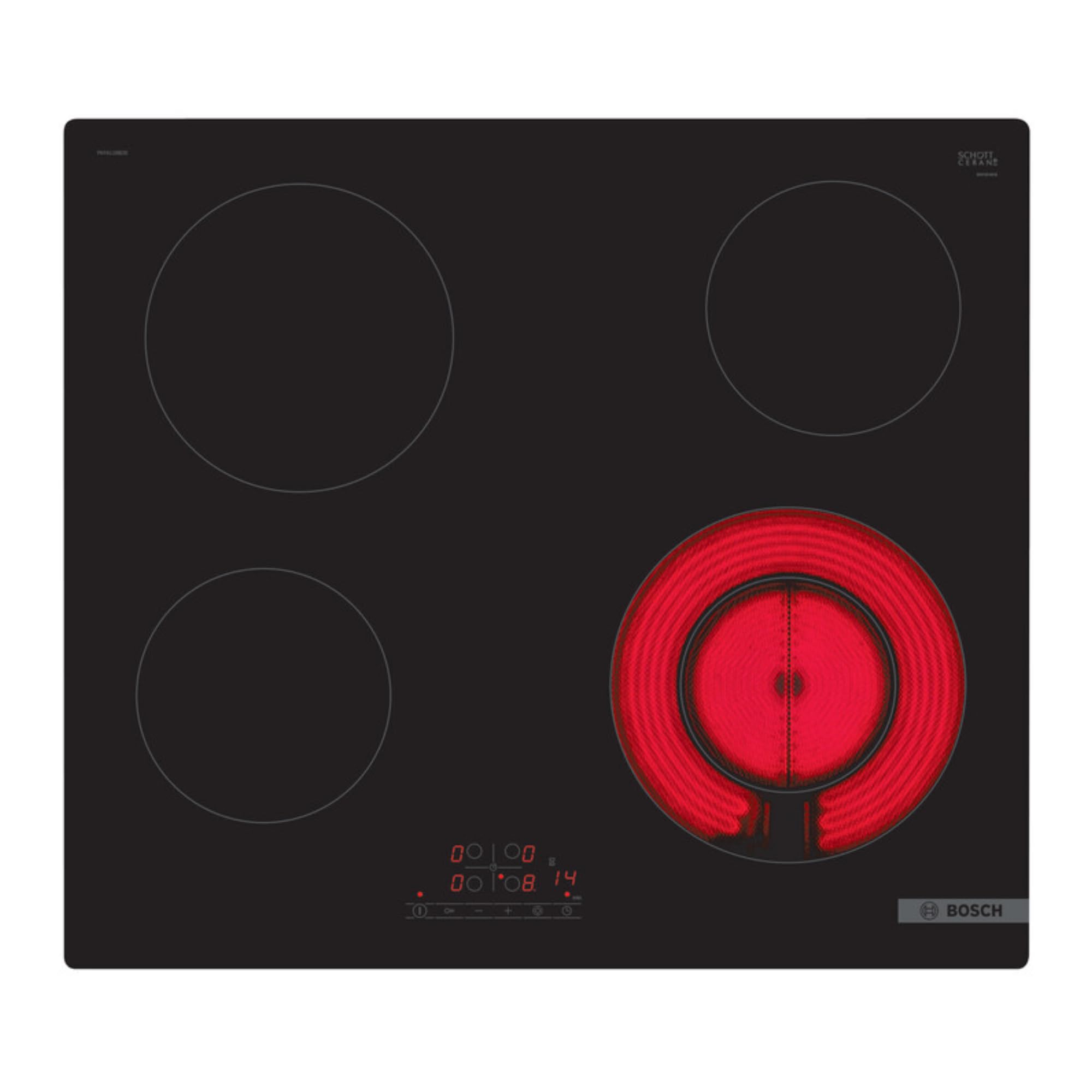 Bosch - Placa vitrocerámica, 60 cm, Serie 4, Control TouchSelect, Negro, PKF611BB8E