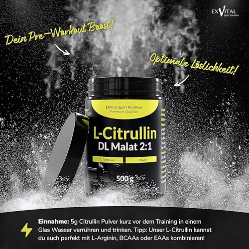 Exvital L-Citrullin Pulver 500g – L-Citrullin DL-Malat