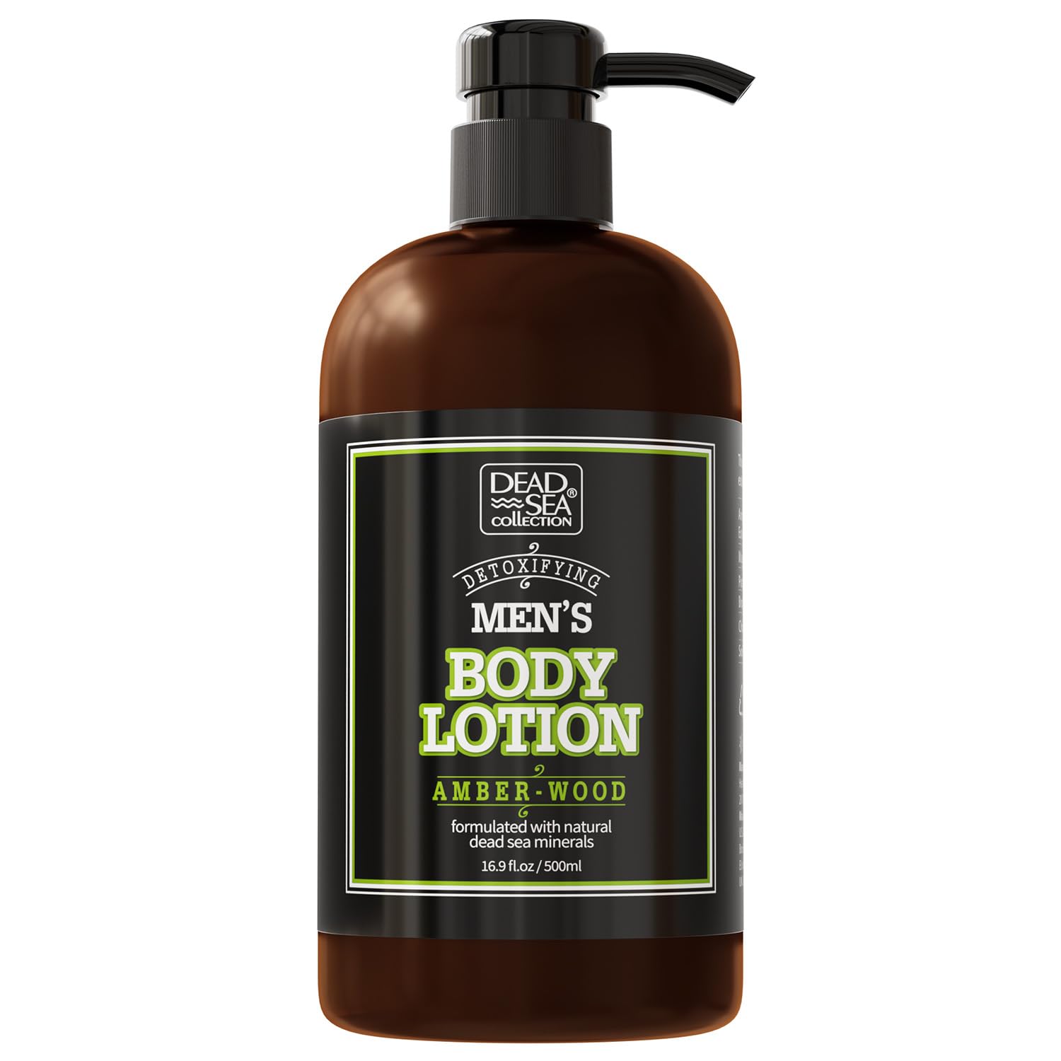 Dead Sea Collection Amberwood Men's Body Lotion - Amberwood Oil and Dead Sea Minerals - Maximum Hydration Nourishing Moisturizing Lotion for Men - 16.9 Fl Oz Bottle
