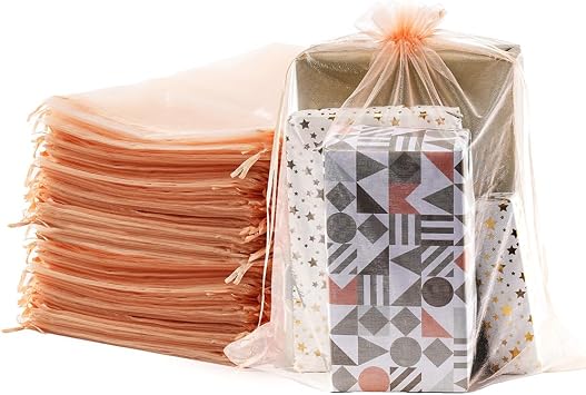Meowoo 24PCS Big Organza Bags 12x16inch, Champagne