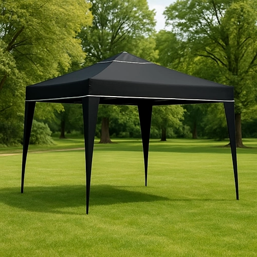 Tenda Praia Sanfonada Gazebo 3x3 Articulado Pé Aluminio (Preto)
