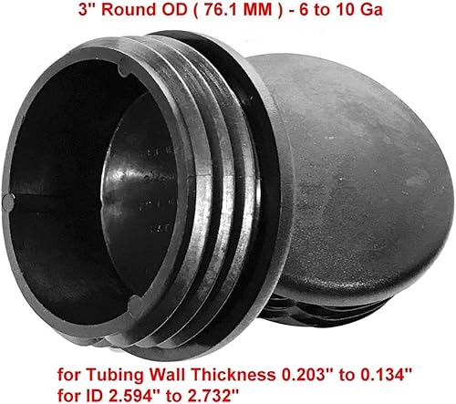 Miniatura 6 de Paquete de 2 tapones de poste de luz redondos de 3 pulgadas de diámetro exterior (2.996 in) (6 - 10 Ga - se adapta a agujeros de 2.59 a 2.73