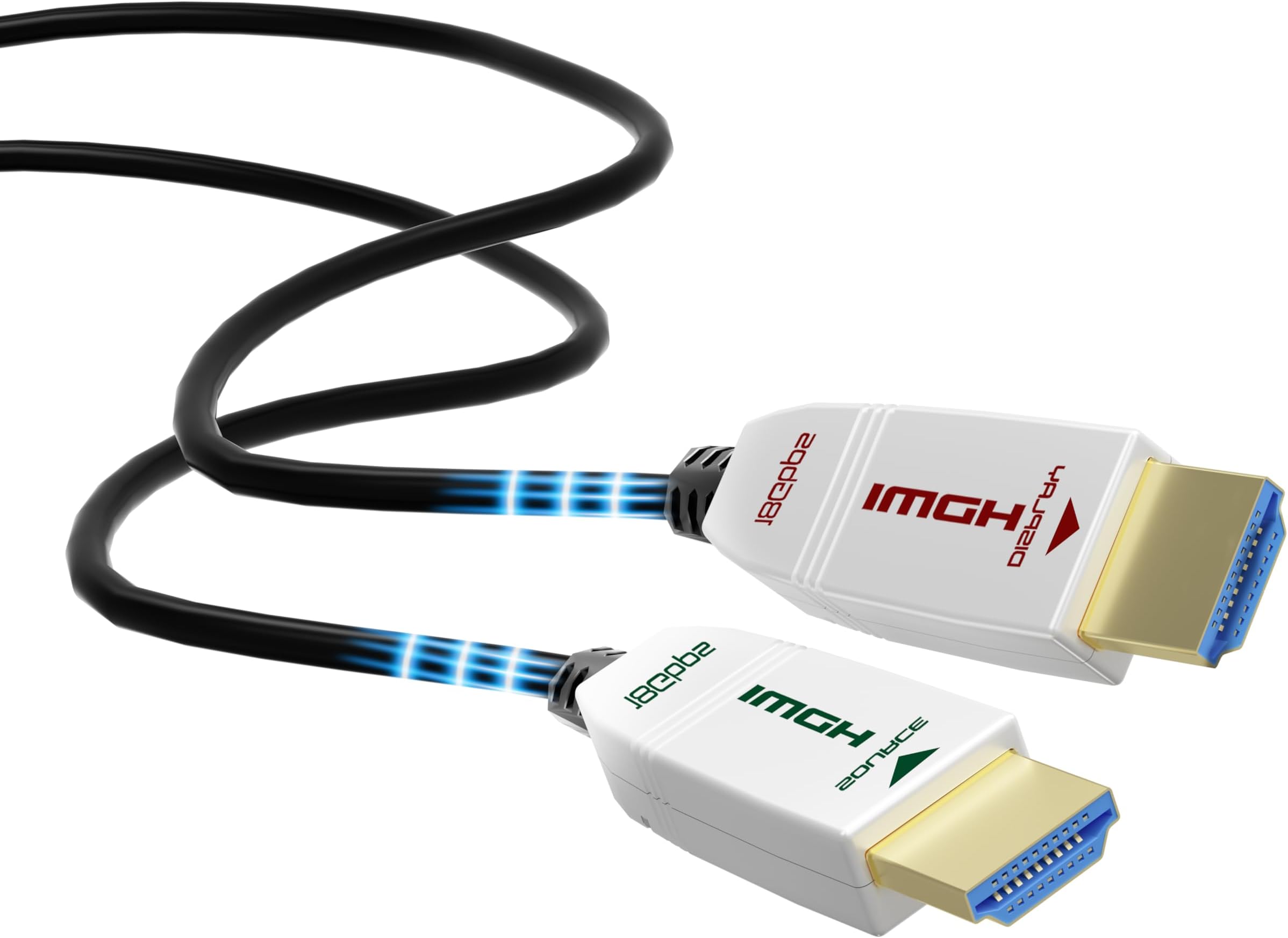 4K Fiber Optic HDMI 25ft, 60Hz 18Gbps HDR10 HDCP2.3 3D Slim Flexible HDMI 2.0 Cable for HDTV, Gaming Box, 4K Projector