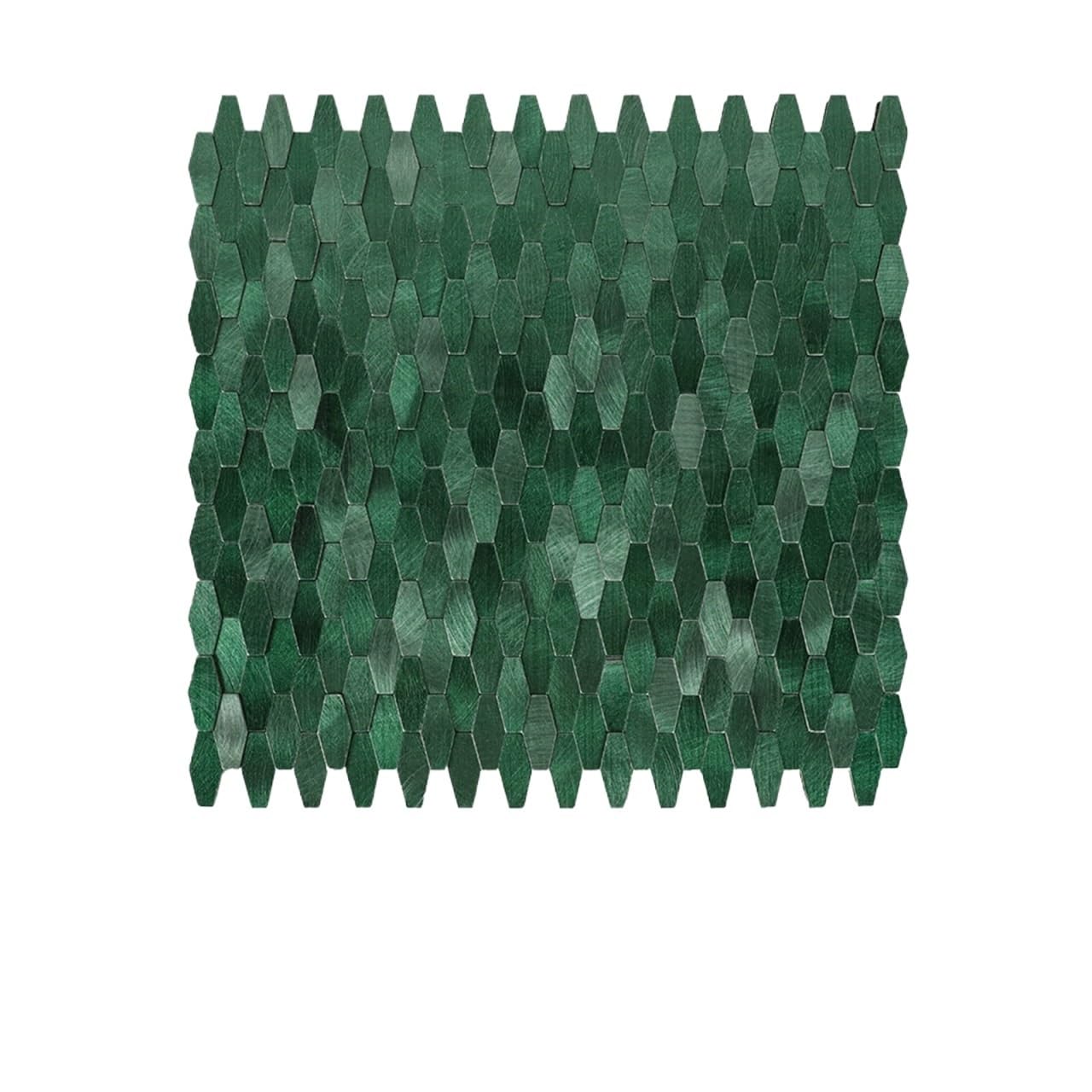 Metal splashback 3D Diamond Self-Adhesive Mosaic Wall Stickers, Aluminum Composite Panel Background Tiles for Living Room and Bar Counter(Green)