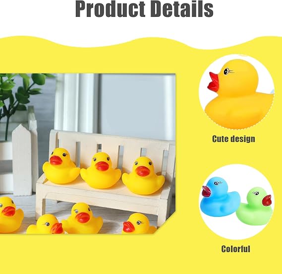 36 Pcs Mini Rubber Ducks, Rubber Ducks Multipack Yellow Orange Pink Blue Green Purple, Squeaking Floating Bath Toys for Kids, Great for Bath Time Party Toys