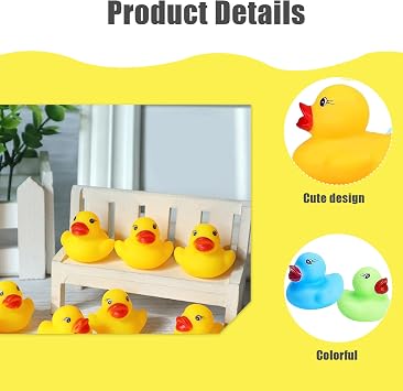 36 Pcs Mini Rubber Ducks, Rubber Ducks Multipack Yellow Orange Pink Blue Green Purple, Squeaking Floating Bath Toys for Kids, Great for Bath Time Party Toys