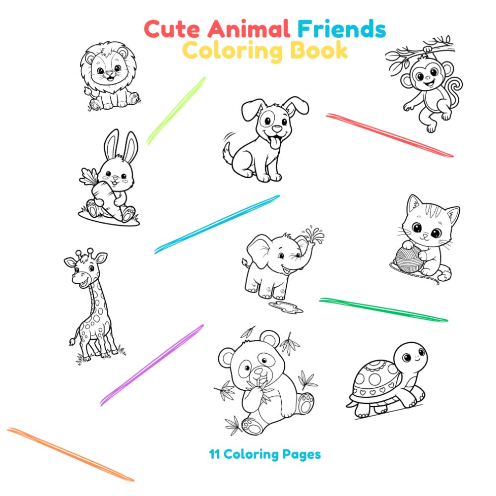 Cute Animal Friends Coloring Book: Cute Animal Friends Coloring Book