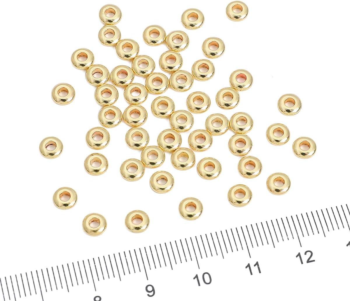 14K Gold Plated Roudelle Spacer Beads 5x1.8mm 50pcs for Jewelry Making Findings Non Tarnish - Image 3