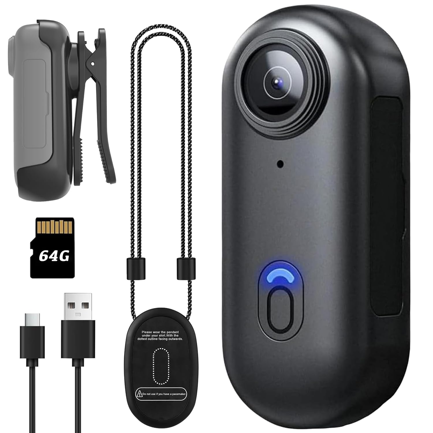 1080P Mini Thumb Action Camera, Portable Vlogging Camera, Wearable Small Body Camera, Hands-Free POV Video Recorder for Motorcycle, Bike, Work, Travel, Pet Walking (64GB Basic Kit, Black)-image-25