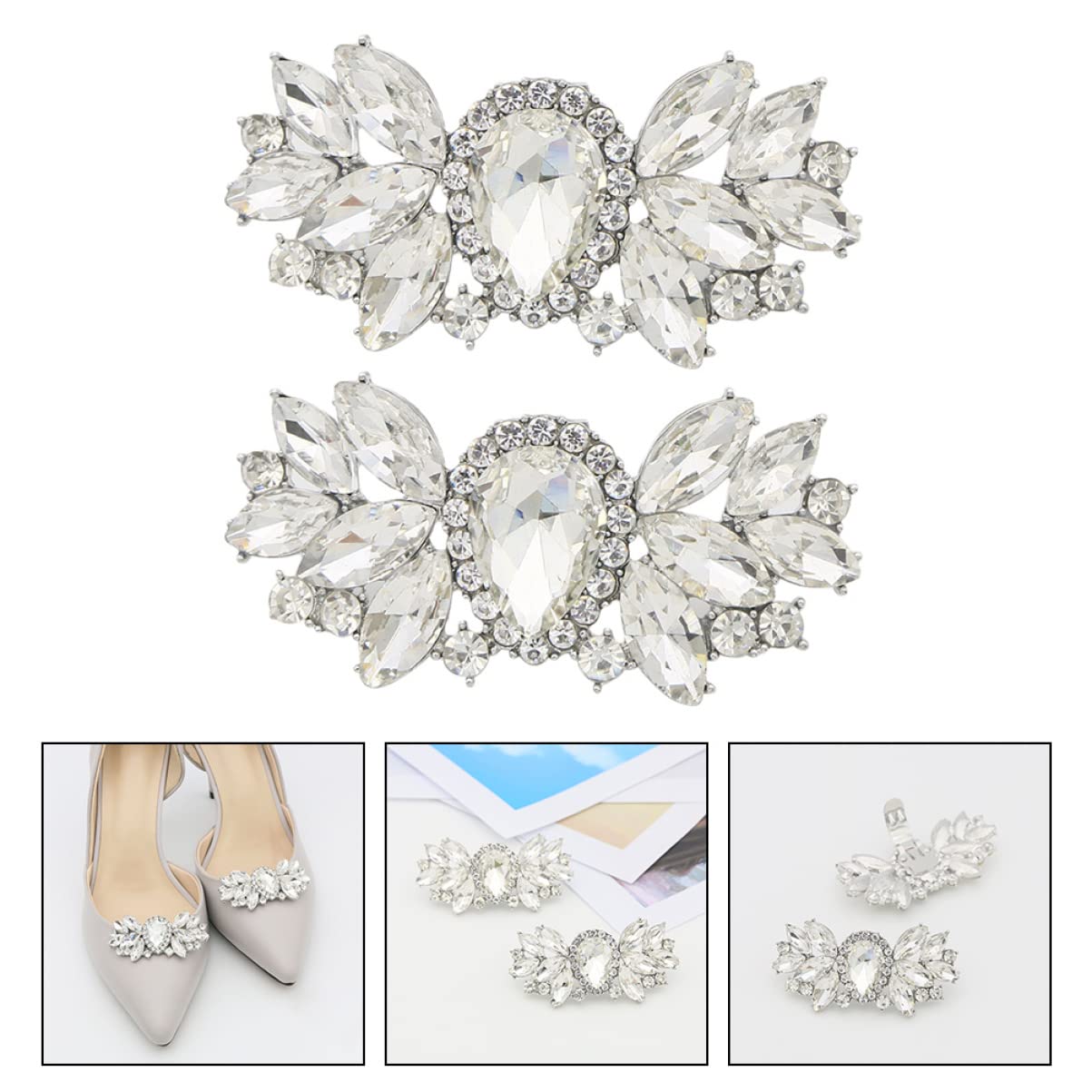 CALLARON Accessori Per Fermagli Per Scarpe Nuziale Incantesimi Ciondoli Per Scarpe Clip Decorazioni Di Fermagli Per Scarpe Nozze Lega Di Alluminio Bianca