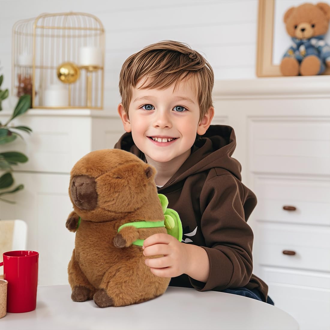 Capibara Peluche, 23 cm Peluche Capybara Bambola, Simpatico Capybara Plush, Pupazzo Kapibara Cute, Simpatico kapybara Plush, Capibara Peluche Giocattolo con Zaino di Tartaruga per Ragazzi Ragazze
