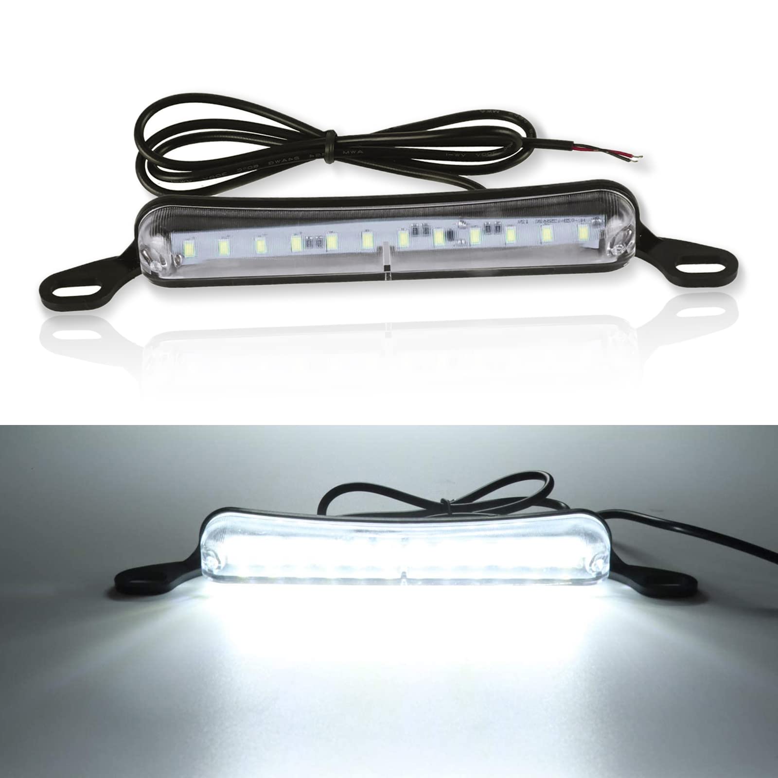 yonwait 1 PC License Plate Light, Universal US LED License Plate Light, Running Lights Reversing Lights, 12 LED License Plate Light, for Car Trailer UTV ATV Truck RV Boat (White)